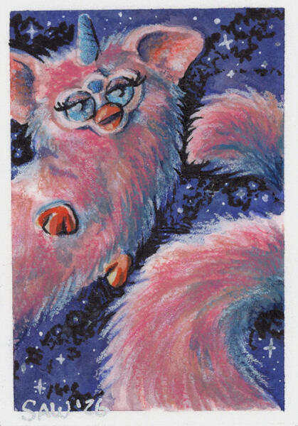 "Space Furby I" 01/2027 watercolor, colored pencil, ink